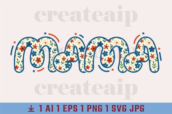 Mama 4th of July Coquette Floral Bow PNG