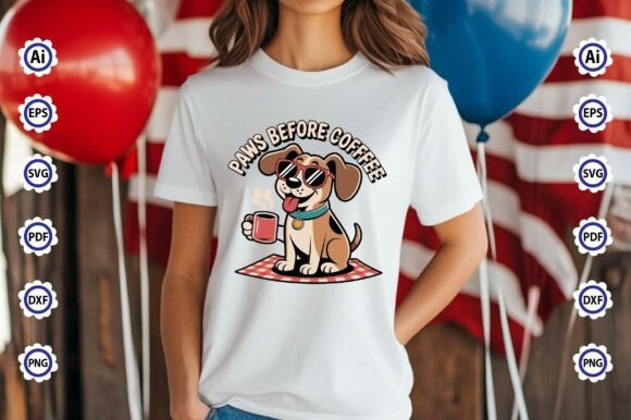 Paws Before Coffee PNG T-Shirt Design