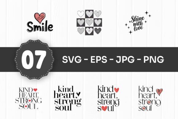 Positive Quote and Heart Icons Design