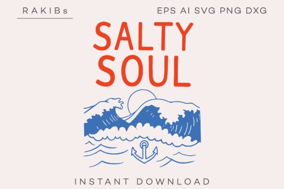 Salty Soul Minimal Ocean Art SVG PNG