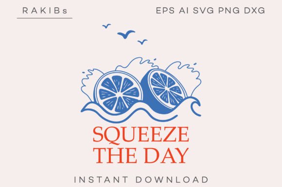 Squeeze the Day Lemon Sea Art SVG PNG